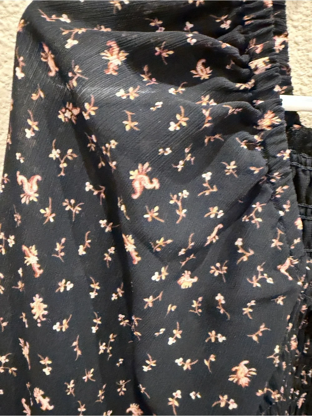 Madewell Black Floral Smocked Square-Neck Blouse